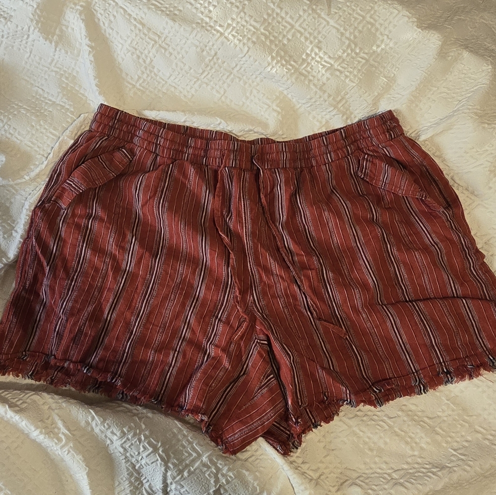 Striped Brick Red Women's Shorts